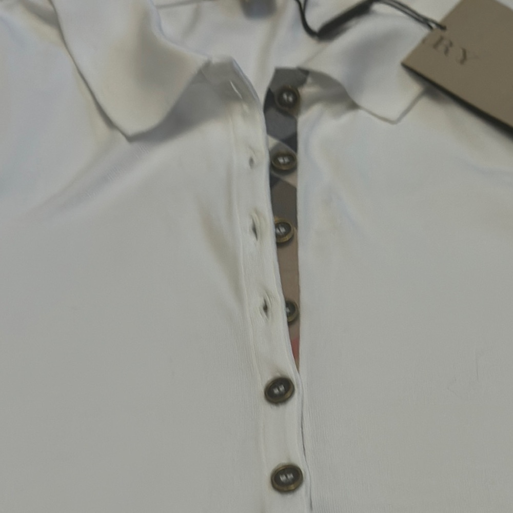 Burberry White Polo Shirt with Check Detail